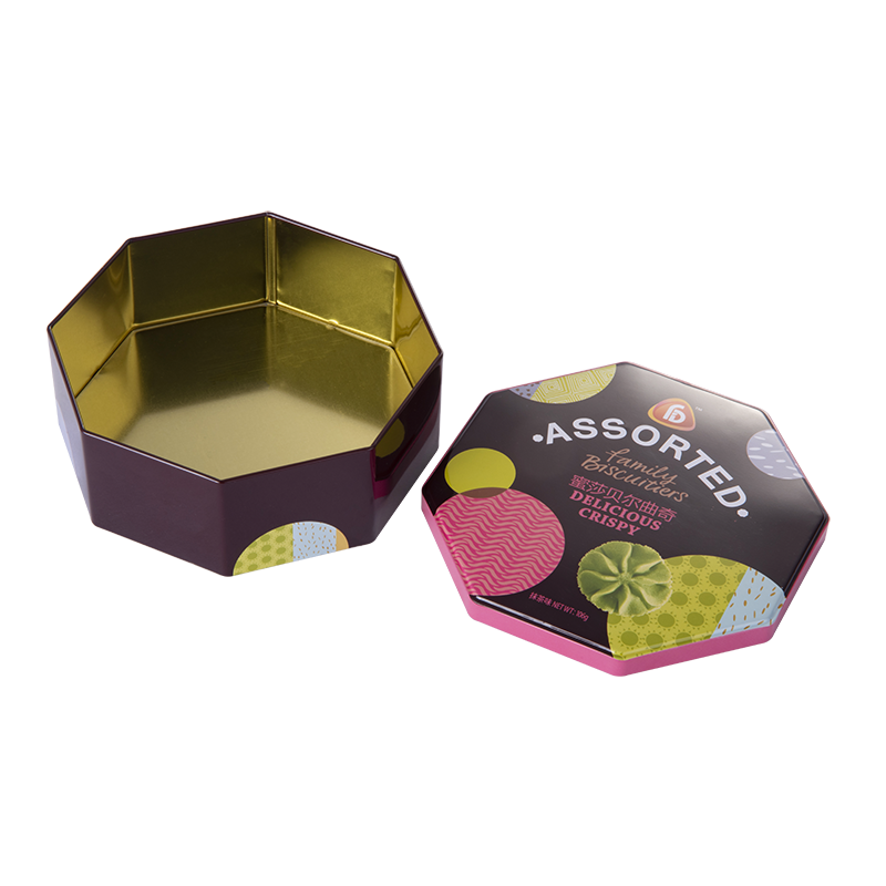 luxury octagon shape chocolate gift packing tin box