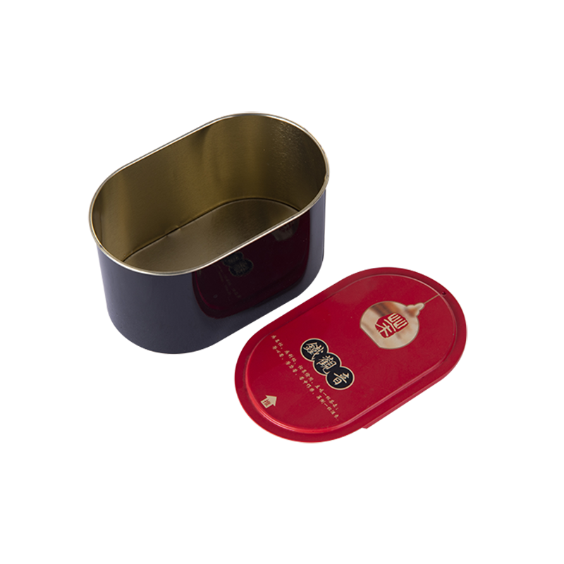 Oval tin box with sliding lids tea storage Oval tin box with sliding lids tea storage