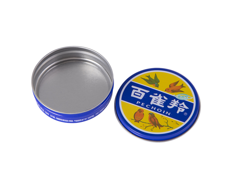 Round metal tin can for cosmetic cream