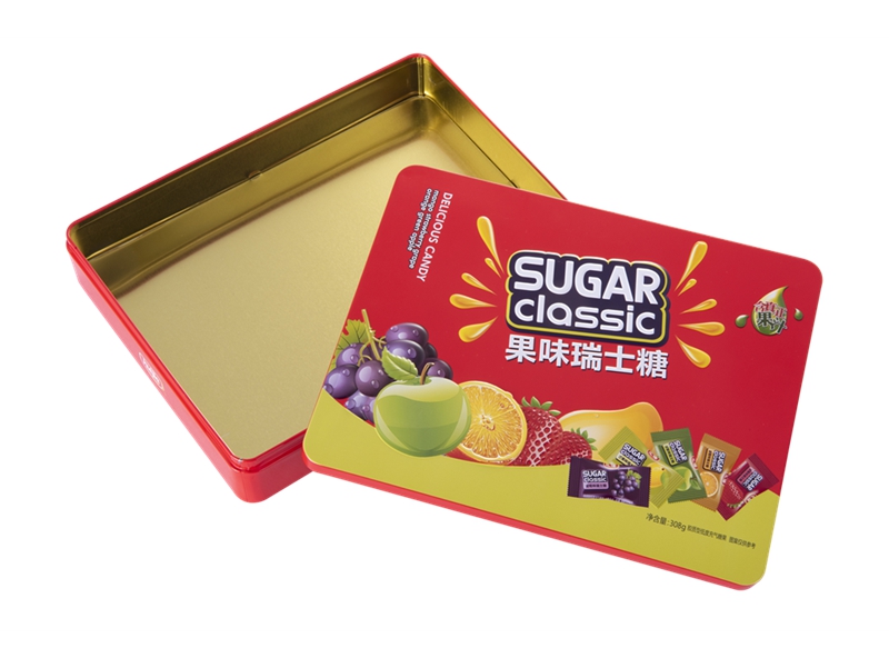 Rectangular tin box for food packaging